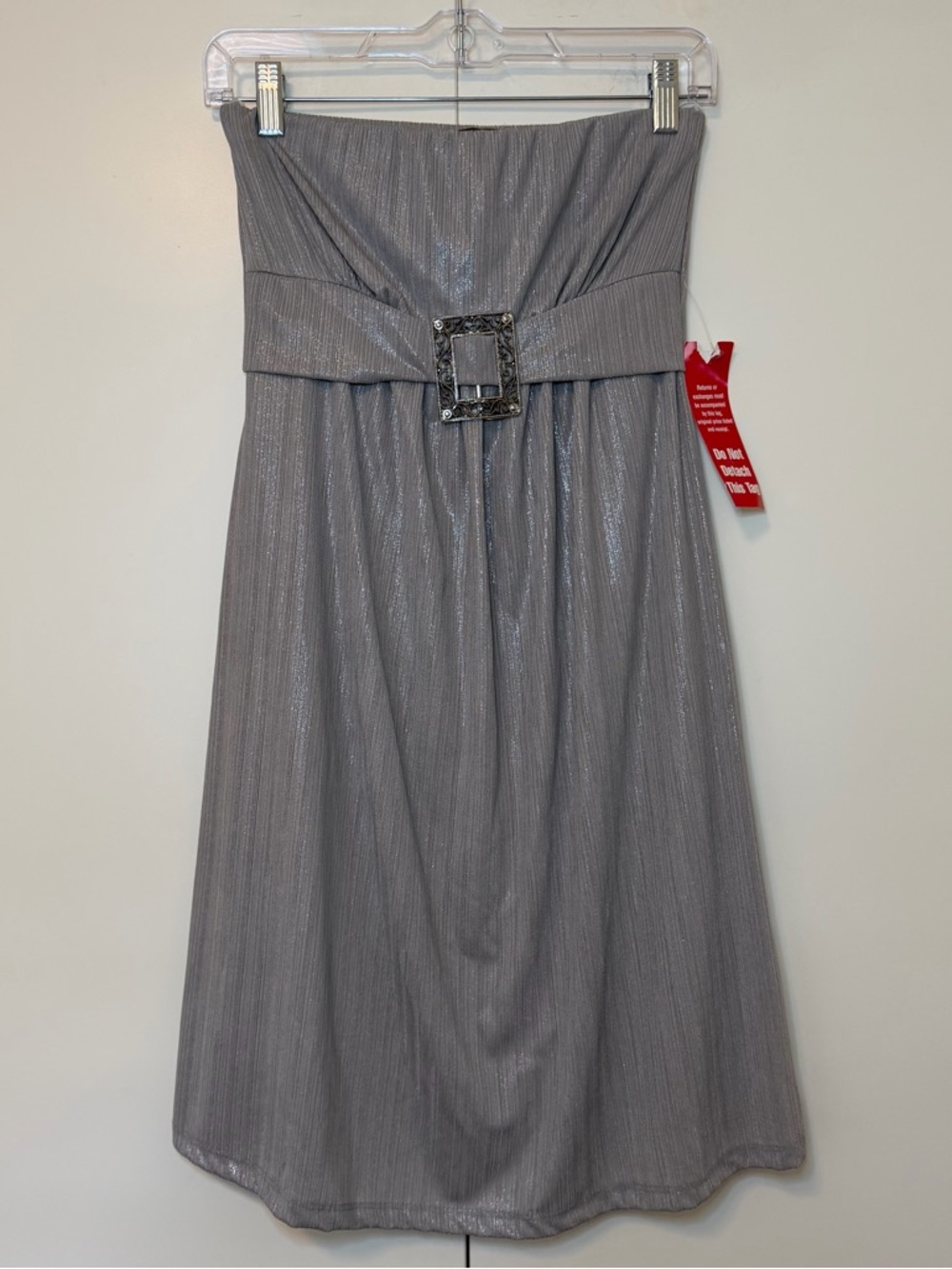 Y2K Vintage‎ Strapless Silver Shimmer Dress Girlhoodcore Prom Formal